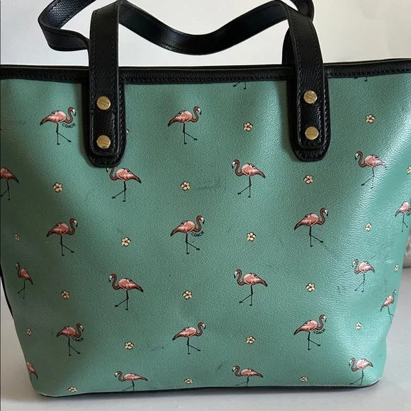 Teal Flamingo Print Tote - Picture 10 of 17
